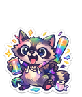 Chaotic Raccoon Vinyl Sticker - Trash Panda Energy Decal