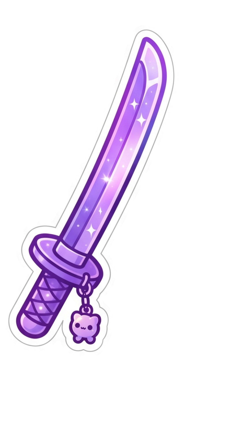 Starry Night Katana Sticker - Holographic Purple Blade Decal