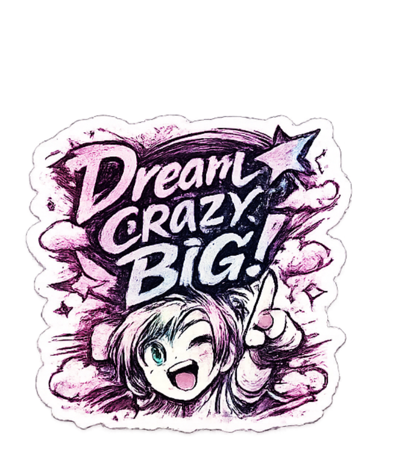 Dream Crazy Big Anime Sticker - Pink Celestial Girl Decal