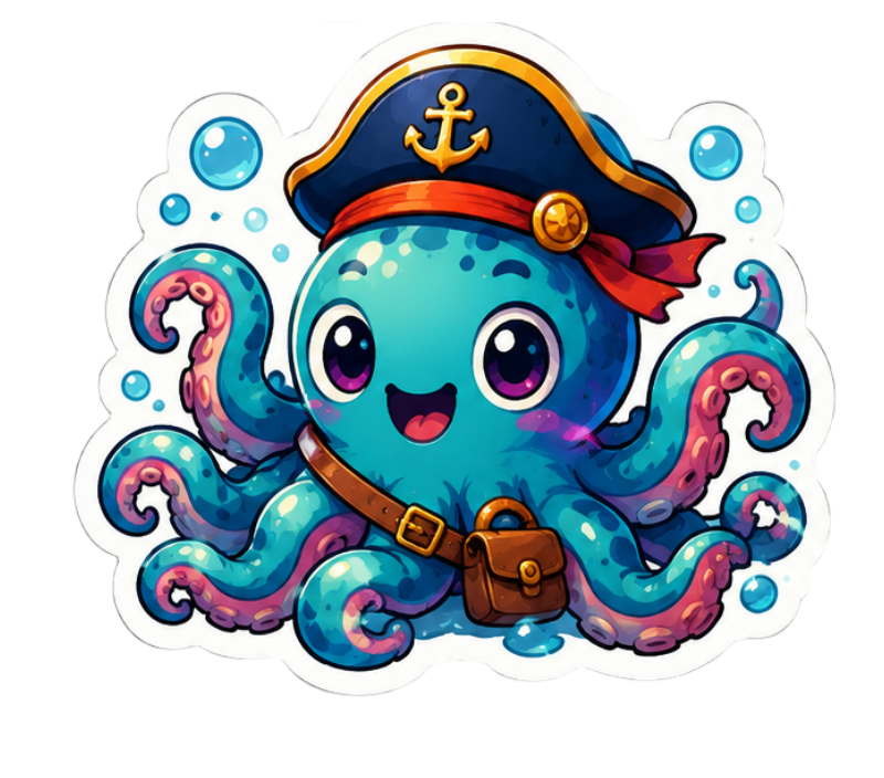 "Captain Inkwell & The Sunken Hoard Sticker Duo"