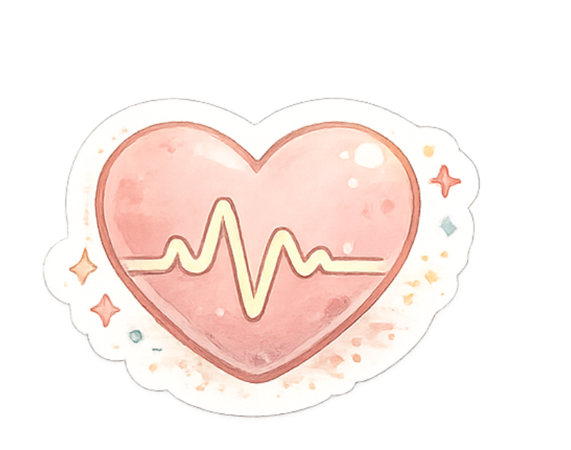 Watercolor Heartbeat Pulse Sticker